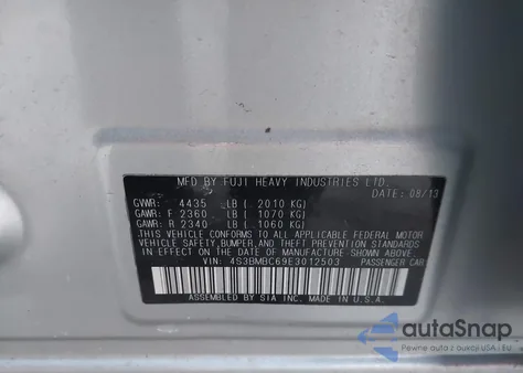 2014 Subaru Legacy 2.5I Premium z USA, uszkodzony, nr VIN 4S3BMBC69E3012503